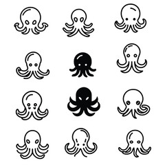 The Octopus Vector Icon Set: Devilfish Illustration Sign Collection