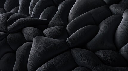 Obraz premium Black puffer textured fabric depicted in 3D, giving an impression of softness and depth.