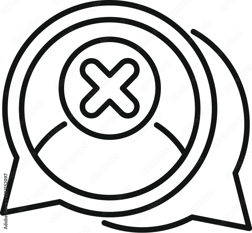 Aufkleber speech bubble with a cross mark is depicting a concept related to unsuccessful communication