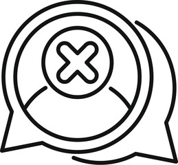 Speech bubble with a cross mark is depicting a concept related to unsuccessful communication