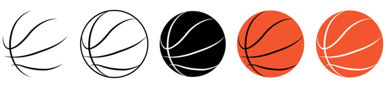 Basketball ball icon set. line and glyph version, outline and filled vector sign. Rubber ball linear and full pictogram. Sports equipment symbol, logo Vector illustration.