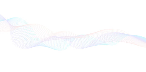 Abstract smooth wavy curve lines on transparent background. Colorful smooth wave lines background. Design used for background, banner, template, wallpaper, business 