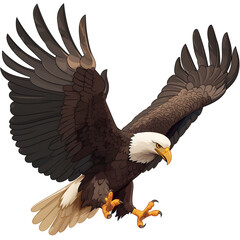 2d cartoon character clipart drawing of an eagle on an isolated transparent background