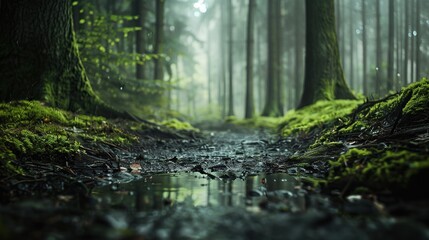 Obraz premium Rainforest. Description: Photo of rainforest, trees and rain