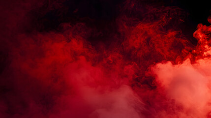Fototapeta premium Abstract red misty fog on isolated black background. Smoke stage studio. Texture overlays. The concept of aromatherapy.