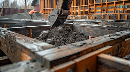 Pictures of structural engineering work, adjustments, filling and preparation of the ground before building a building.