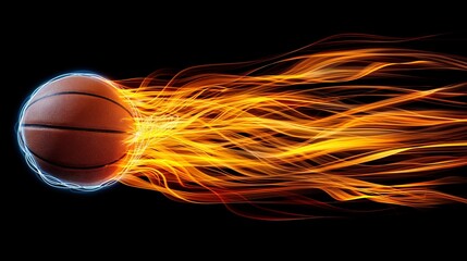 Fototapeta premium Basketball with Fiery Trails