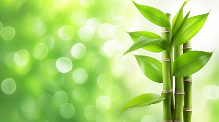 Obraz premium Green Bamboo Stalks with Leaves