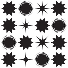 Set of Vector Starburst Badges. Simple Flat Style Vintage Labels, Stickers.