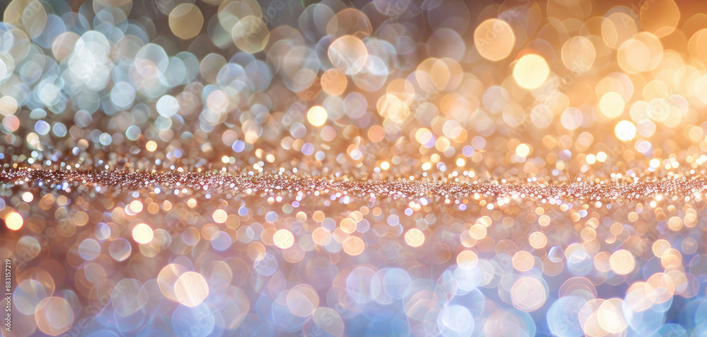 Poster abstract bokeh background with sparkling lights in warm and cool tones