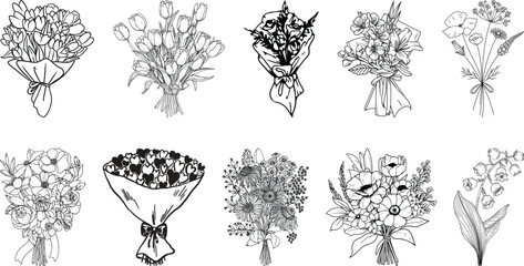 Set of Bouquet of flower collection
