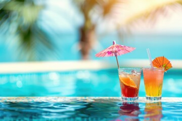 Two Tropical Cocktails by the Pool