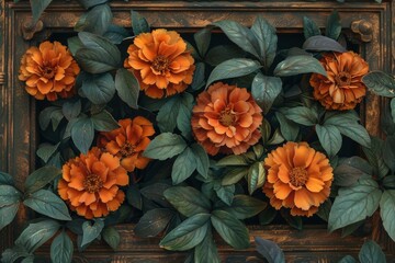 Fototapeta premium Floral Wall Art, Painted Flowers on Wooden Panel