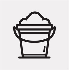 Bucket outline linear style silhouette vector illustration on a white background