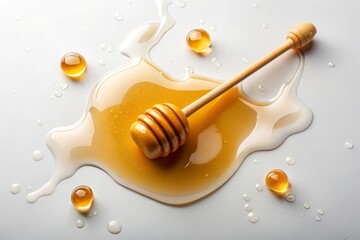 Honey dipper in the pool of honey