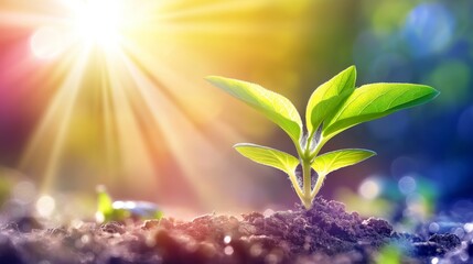 Seedling Growing in Sunlit Garden