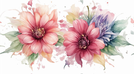 Watercolor arrangement of soft brown and burgundy roses with glitter line leaves. Botanic decoration illustration for wedding card