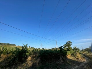 High-voltage line in a blue sky