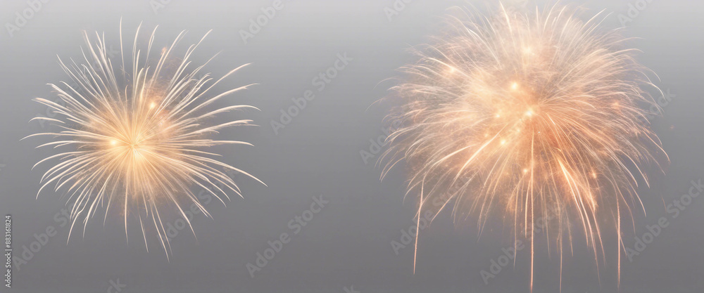 Poster fireworks element set on transparent background