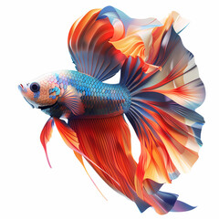 Fototapeta premium 3D fighting fish in white background vector image