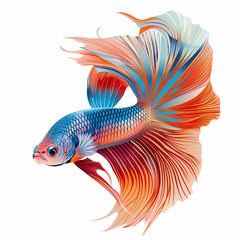 3D fighting fish in white background vector image