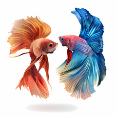 Fototapeta premium 3D fighting fish in white background vector image