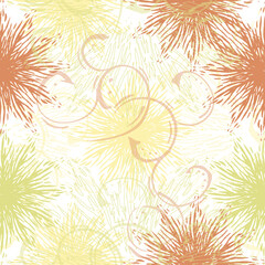 Modern exotic floral jungle pattern. Collage contemporary seamless pattern.  Contemporary art seamless texture in hand-drawn style. Flowers, lines and dots.