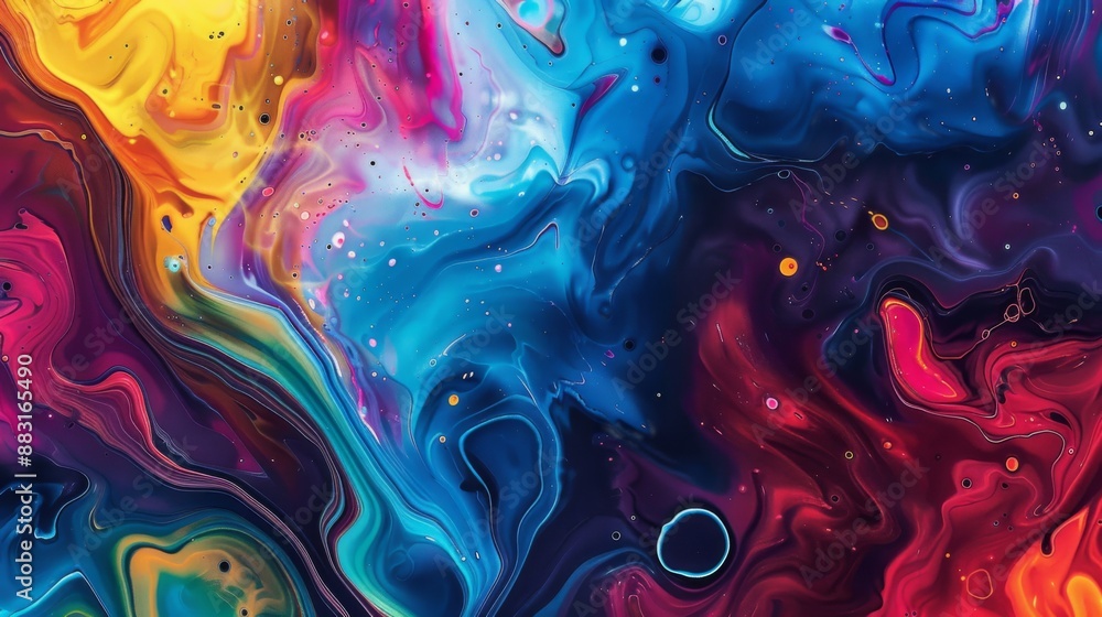Poster an abstract background with swirling colorful paint patterns, creating a vibrant artistic look.