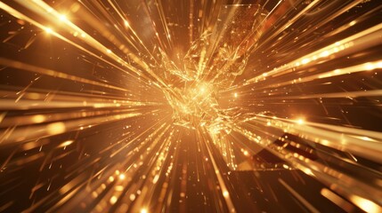 Naklejka premium 3d rendering of glowing golden rays and crystal light effects background.
