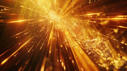 Naklejka premium 3d rendering of glowing golden rays and crystal light effects background.