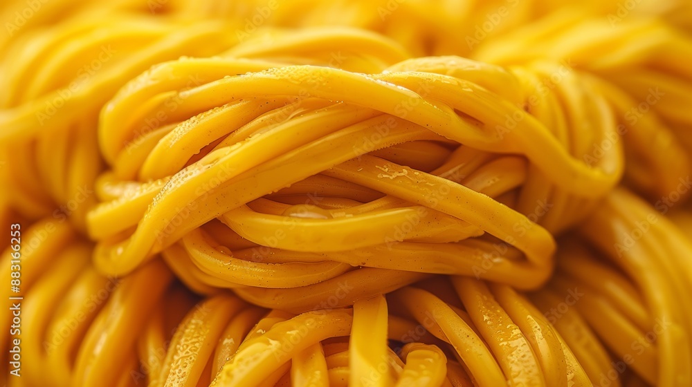 Poster tangled electrical wires: a chaotic bundle of tangled yellow color electrical wires, emphasizing the