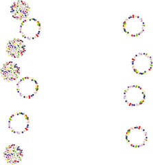 Dense watercolor confetti on white background.  Colorful hand painted illustration.