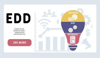	
EDD - enhanced due diligence acronym. business concept background. vector illustration concept with keywords and icons. lettering illustration with icons for web banner, flyer, landing pag
