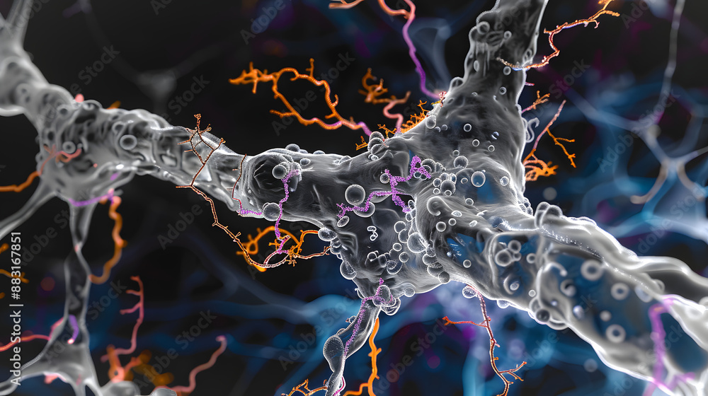 Poster a transmission electron microscopy image displaying the dynamic crosslinking between actin and spect