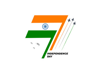 15 August Celebration 77th Independence Day 2024. template design.  77th Year Anniversary. Vector Logo. 77th India Independence Day freedom celebration concept or tricolor flag, icon, poster, banner