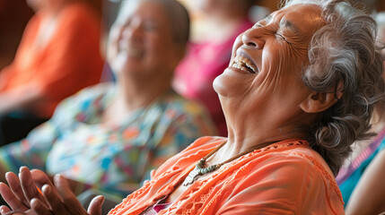 Obraz premium patient participating in a laughter yoga session for healing