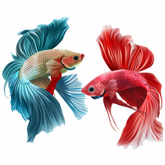 Fototapeta premium 3D fighting fish in white background vector image
