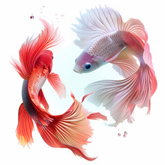 Fototapeta premium 3D fighting fish in white background vector image