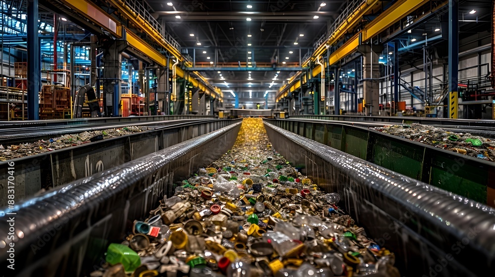 Poster highly automated recycling center showcasing efficient waste management and resource optimization