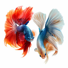 Fototapeta premium 3D fighting fish in white background vector image