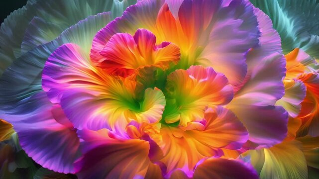 The shape of a lisianthus bloom, Galactic colors, Radiant, radiating, Neon colors light, Beautiful flower	
