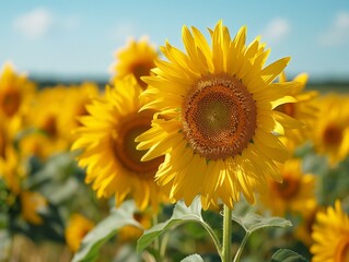 Fototapeta premium Yellow Sunflowers in Field