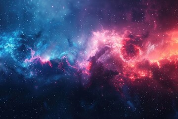 Fototapeta premium A cosmic nebula with swirling clouds of blue and red gas, scattered with stars