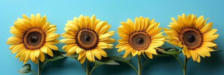 Yellow Sunflowers in a Line, 5-Pack