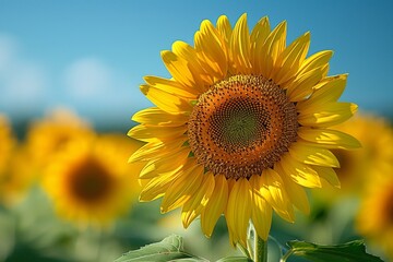Obraz premium A Field of Yellow Sunflowers, Bright and Vibrant
