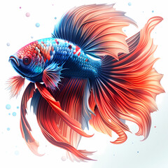 Fototapeta premium 3D fighting fish in white background vector image