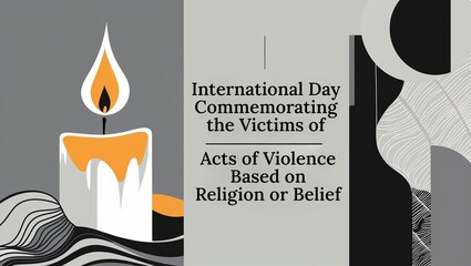 Burning candle illustration for international day commemorating victims of violence based on religion or belief.