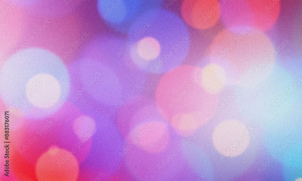 Poster grainy texture adds depth to a colorful defocused lights background