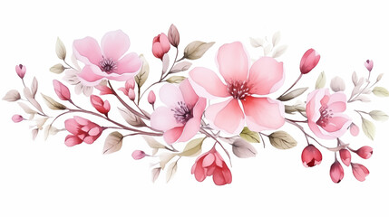 cute and beautiful pink flowers, white background