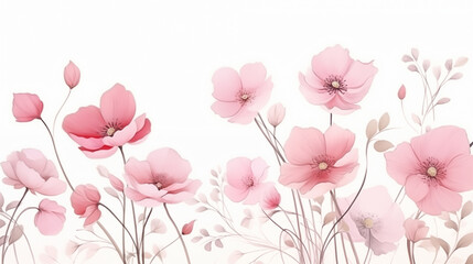 cute and beautiful pink flowers, white background